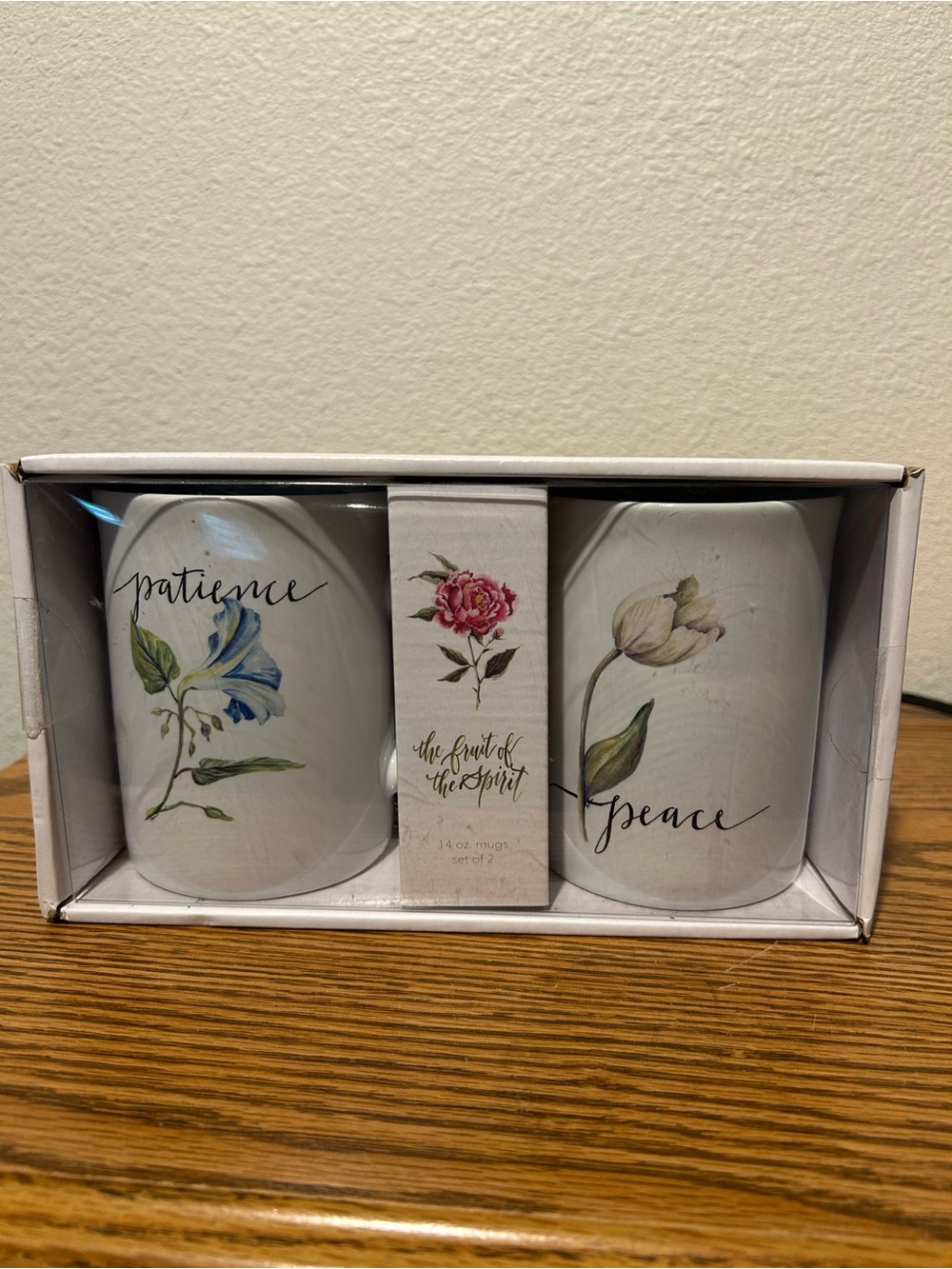 White Floral 'Patience & Peace' Mug Set - Home Dining
